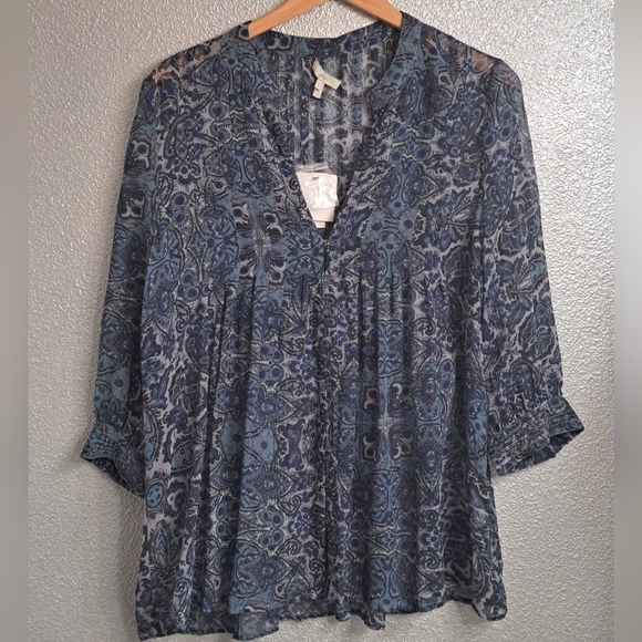 NWT Joie 100% Silk Blue Paisley Tunic Size L - Picture 4 of 8